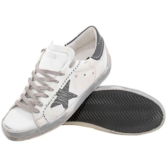 Golden Goose G448 Men's White Lace Up Low Top Flat Sneaker Shoes Size 42